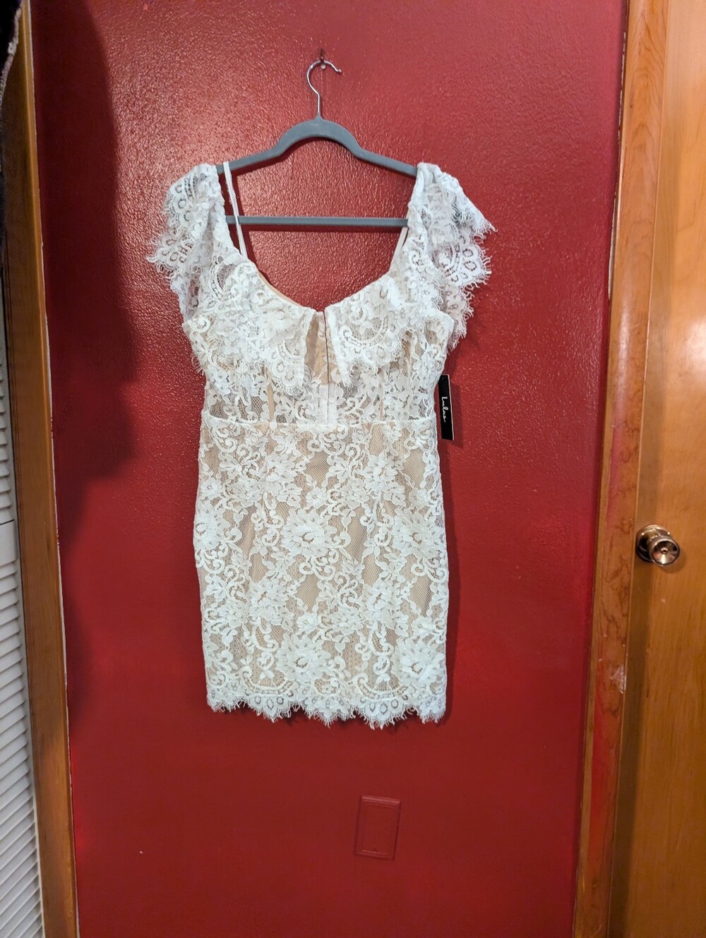 Lulu's Ivory Floral Lace Mini Dress sz XL